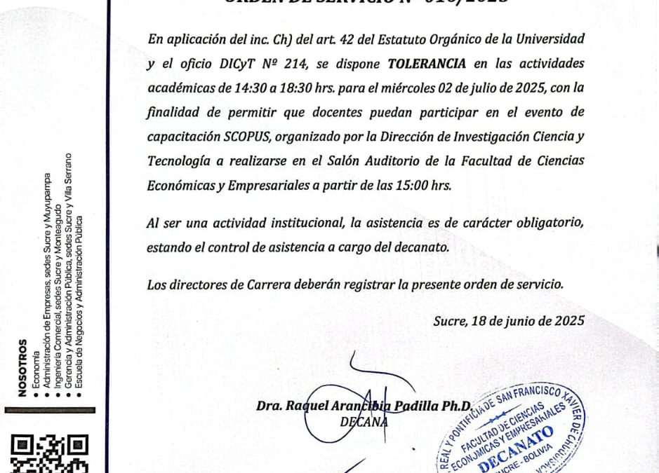 ORDEN DE SERVICIO NRO 16/2025
