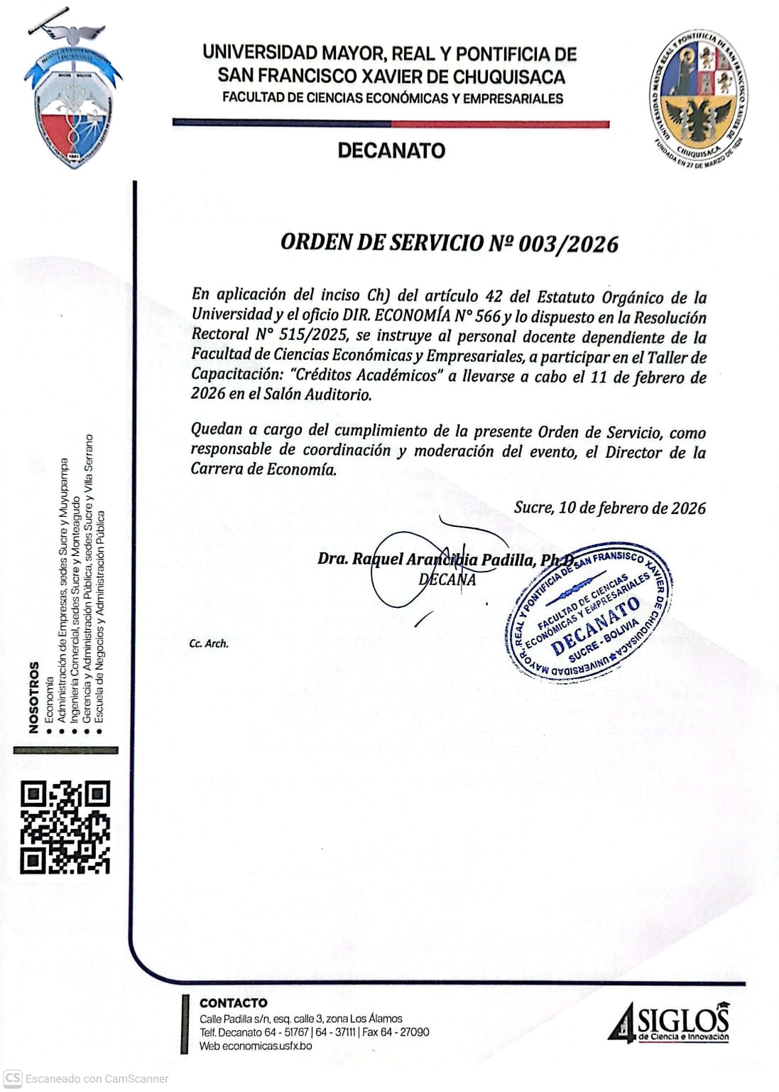ORDEN DE SERVICIO 03-26