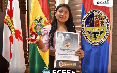 MARÍA LUISA CHUMACERO ES RECONOCIDA COMO LA MEJOR ALUMNA DE LA USFXCH